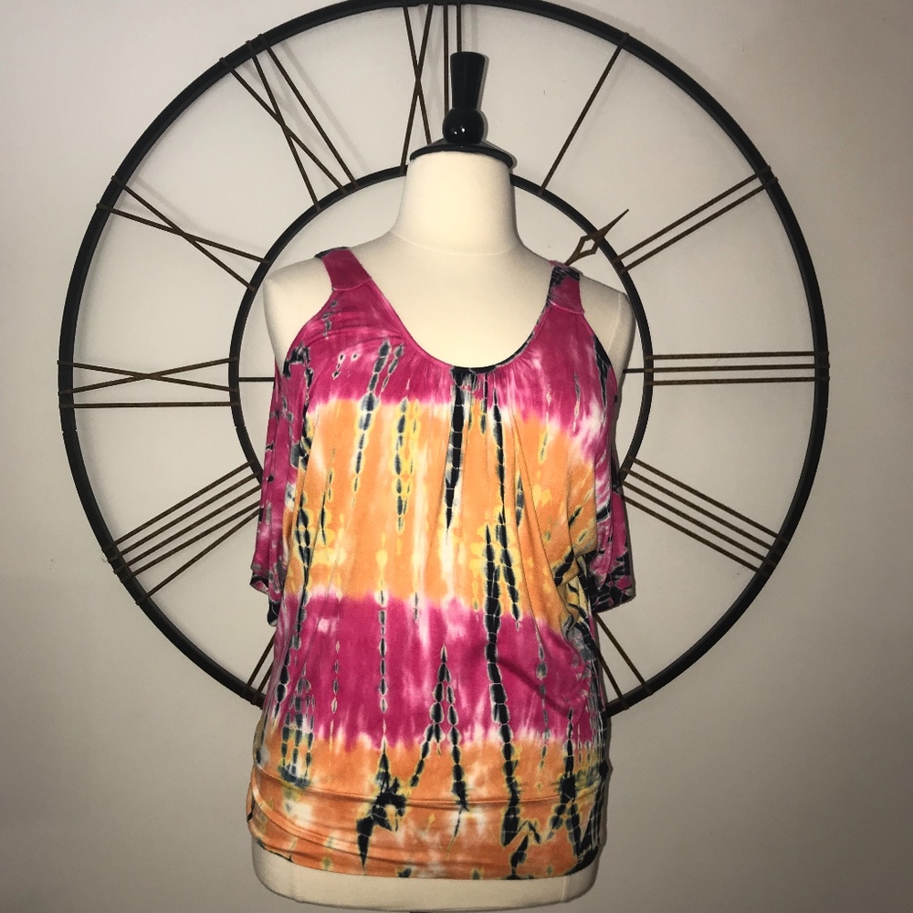 Boston Proper Multi Color Cold Shoulder Top Size L